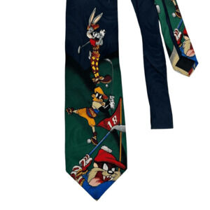 Vintage 1996 Looney Tunes Dress Tie Golf Theme Men's Sylvester Taz Bugs Daffy